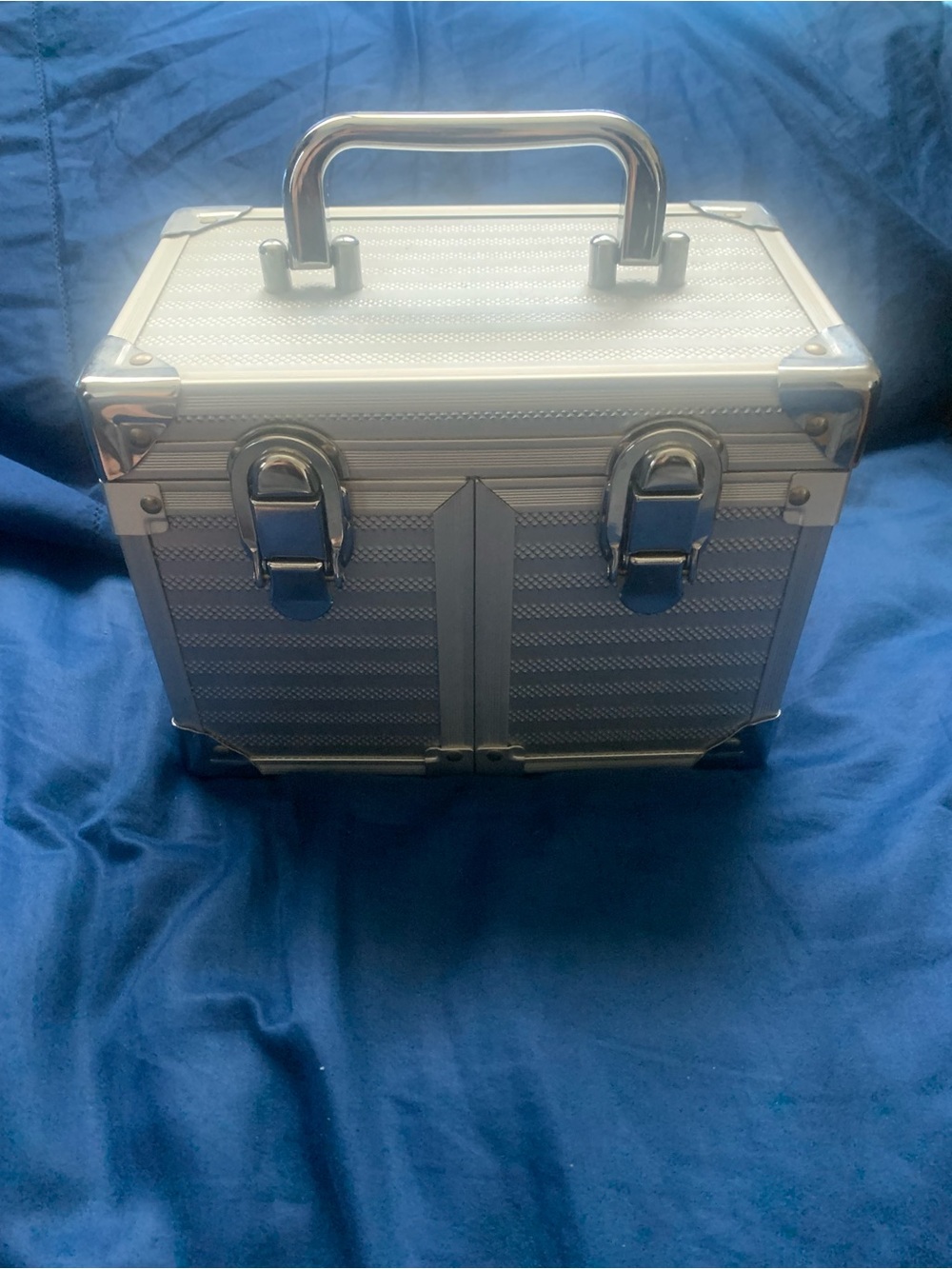 Silver Aluminum Makeup Train Case
